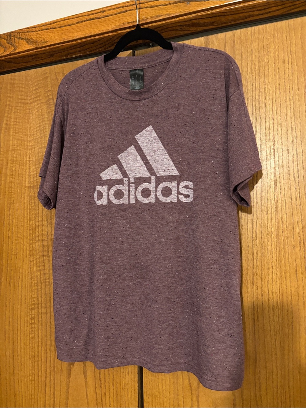 adidas Plum Heather Short Sleeve Logo Tee - White Logo